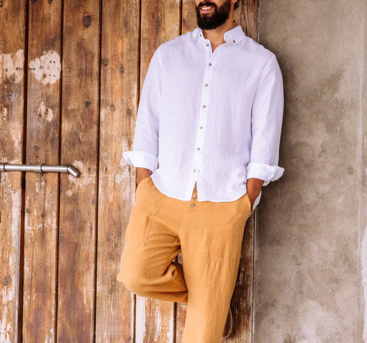 sustainable linen jogger pants