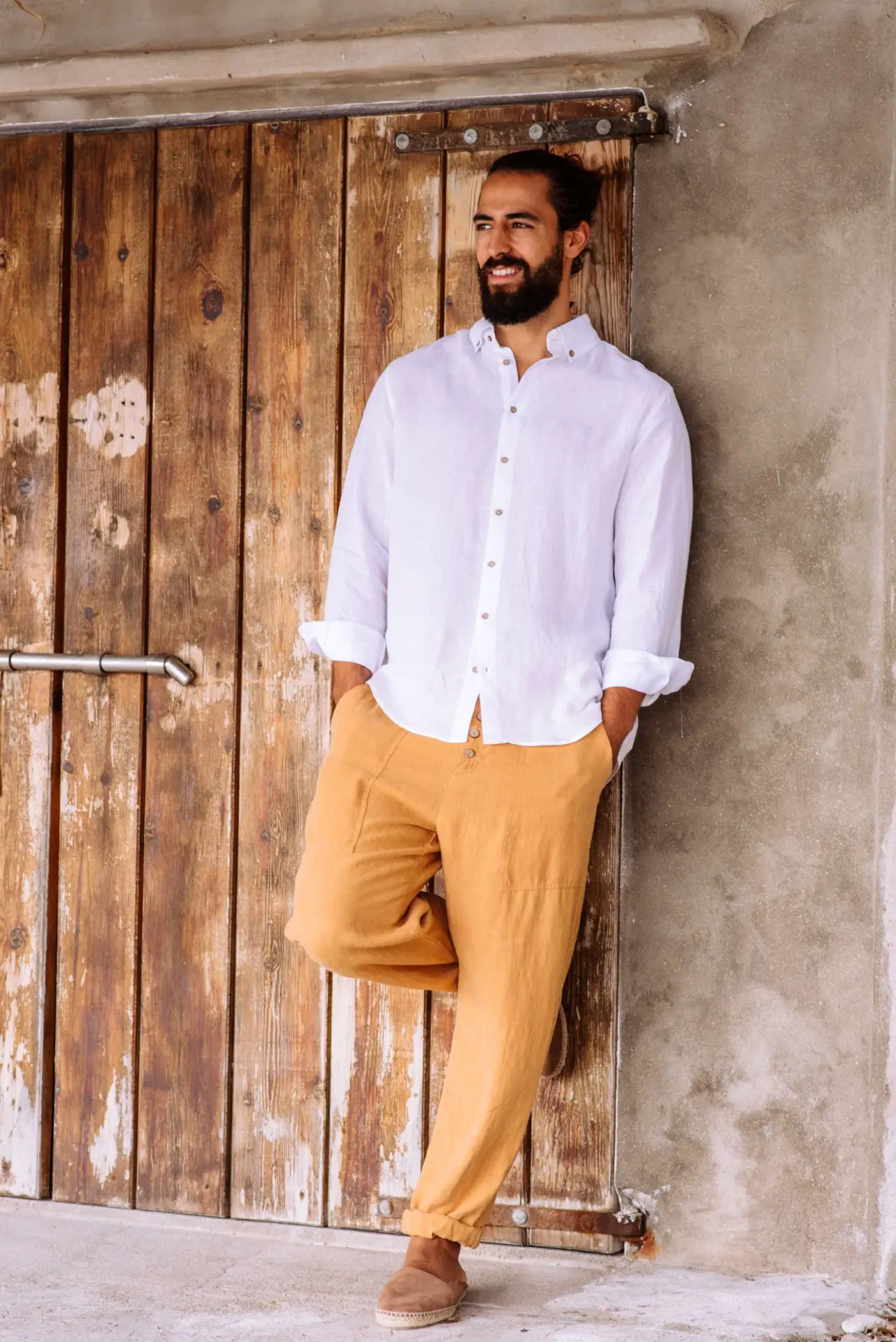 sustainable linen jogger pants